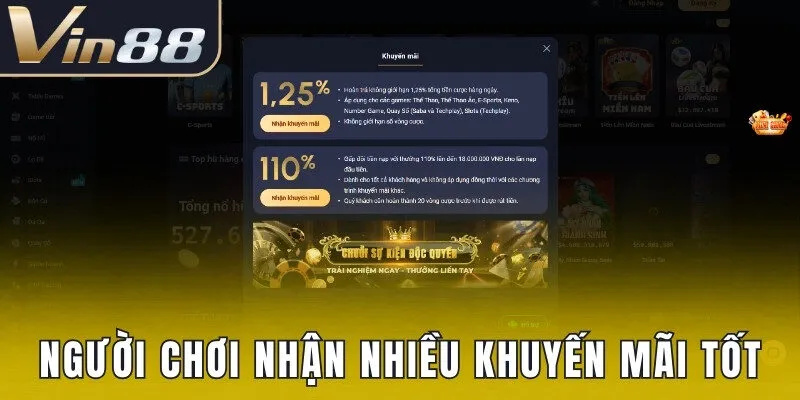 Người chơi nhận nhiều khuyến mãi tốt